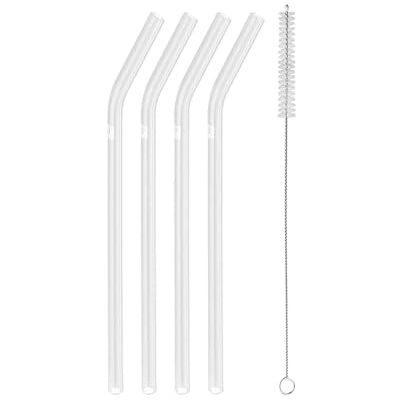 ZWILLING Sorrento 4 stuks rietjes van borosilicaatglas, duurzaam en herbruikbaar, voor koude en warme dranken, lengte 23 cm, gebogen vorm, transparante kleur, met reinigingsborstel ZWILLING Sorrento 4 stuks rietjes van borosilicaatglas, duurzaam en herbruikbaar, voor koude en warme dranken, lengte 23 cm, gebogen vorm, transparante kleur, met reinigingsborstel