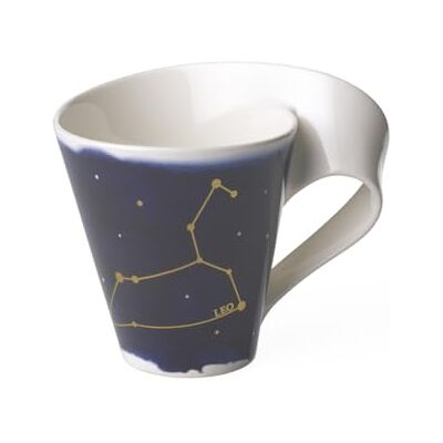 Villeroy & Boch 10-1616-5817 NewWave Stars mok met handvat, elegante mok met leeuwenmotief, premium porselein, vaatwasmachinebestendig, wit/blauw, 300 ml Villeroy & Boch 10-1616-5817 NewWave Stars mok met handvat, elegante mok met leeuwenmotief, premium porselein, vaatwasmachinebestendig, wit/blauw, 300 ml