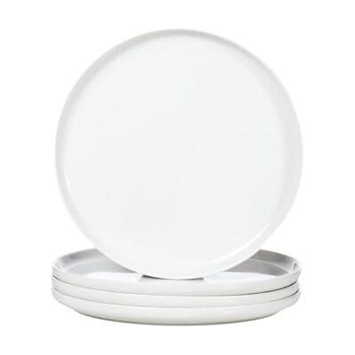 WishDeco Set van 4 witte serveerschalen Φ27 cm van porselein, ontbijtborden met verhoogde rand voor salade, pasta WishDeco Set van 4 witte serveerschalen Φ27 cm van porselein, ontbijtborden met verhoogde rand voor salade, pasta