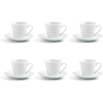 Quid Renova Blanc Set van 6 kopjes met porseleinen borden, 9 cl Transparant, porselein, ronde vorm, gladde afwerking, 9 cl Quid Renova Blanc Set van 6 kopjes met porseleinen borden, 9 cl Transparant, porselein, ronde vorm, gladde afwerking, 9 cl