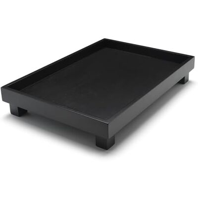 Bredemeijer Groot zwart rechthoekig houten dienblad 35 x 25 cm met 4 poten hoge rand Aziatisch design Bredemeijer Groot zwart rechthoekig houten dienblad 35 x 25 cm met 4 poten hoge rand Aziatisch design