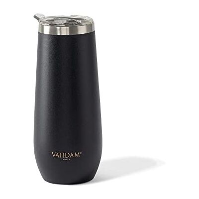 VAHDAM Thermosbeker (270 ml / 9,1 oz), roestvrij staal 18/8, herbruikbare reisbekers, zwart, FDA-goedgekeurd, voor warme en koude dranken, milieuvriendelijke thermoskan, isoleerkan VAHDAM Thermosbeker (270 ml / 9,1 oz), roestvrij staal 18/8, herbruikbare reisbekers, zwart, FDA-goedgekeurd, voor warme en koude dranken, milieuvriendelijke thermoskan, isoleerkan