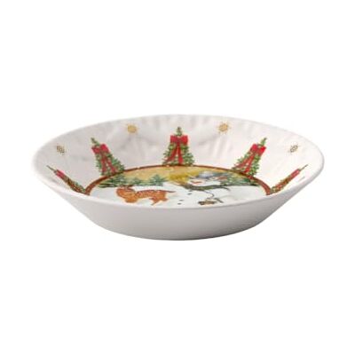 Villeroy & Boch Toy's Fantasy Diep porseleinen kerstbord, serveerbord met sneeuwpop en dieren, keramiek Villeroy & Boch Toy's Fantasy Diep porseleinen kerstbord, serveerbord met sneeuwpop en dieren, keramiek