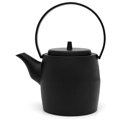 Bredemeijer Aziatische theepot van zwart gietijzer, inductie, 1,2 l, grote geëmailleerde gietijzeren theepot met roestvrijstalen theefilter Bredemeijer Aziatische theepot van zwart gietijzer, inductie, 1,2 l, grote geëmailleerde gietijzeren theepot met roestvrijstalen theefilter