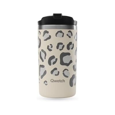 QWETCH Thermosbeker Leopard Sand 350 ml koffie- en theebeker van roestvrij staal 6 uur warm en 12 uur koud compact en lekvrij reisbeker QWETCH Thermosbeker Leopard Sand 350 ml koffie- en theebeker van roestvrij staal 6 uur warm en 12 uur koud compact en lekvrij reisbeker