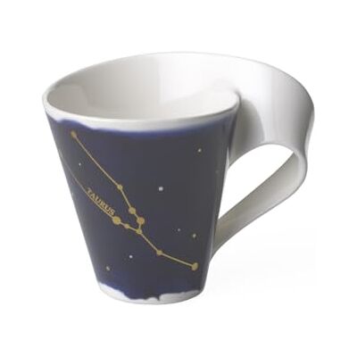 Villeroy & Boch 10-1616-5814 NewWave Stars mok met handvat, elegante mok met stier-motief, premium porselein, vaatwasmachinebestendig, wit/blauw, 300 ml Villeroy & Boch 10-1616-5814 NewWave Stars mok met handvat, elegante mok met stier-motief, premium porselein, vaatwasmachinebestendig, wit/blauw, 300 ml