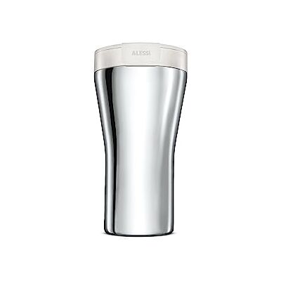 Alessi Caffa GIA24 W reismok, dubbelwandig, van roestvrij staal 18/10, glanzend, thermoplastisch hars, wit Alessi Caffa GIA24 W reismok, dubbelwandig, van roestvrij staal 18/10, glanzend, thermoplastisch hars, wit