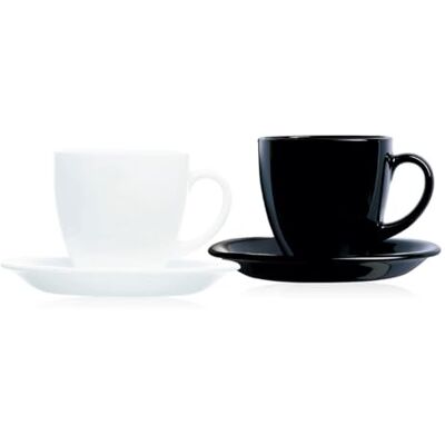 Luminarc Dajar 00820 Carine koffieservies wit/zwart 22 cl Luminarc Dajar 00820 Carine koffieservies wit/zwart 22 cl