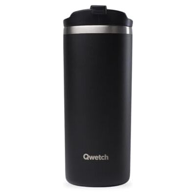 QWETCH Thermosbeker zwart 470 ml thermoskoffie en thee van roestvrij staal 6 uur warm en 12 uur koud waterdicht, reisbeker QWETCH Thermosbeker zwart 470 ml thermoskoffie en thee van roestvrij staal 6 uur warm en 12 uur koud waterdicht, reisbeker