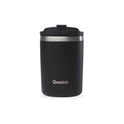 QWETCH Thermosbeker zwart 240 ml thermoskoffie en thee van roestvrij staal 6 uur warm en 12 uur koud waterdicht, reisbeker QWETCH Thermosbeker zwart 240 ml thermoskoffie en thee van roestvrij staal 6 uur warm en 12 uur koud waterdicht, reisbeker