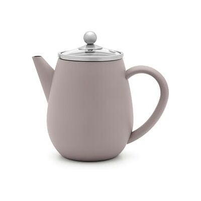 Bredemeijer Dubbelwandige theepot 0,5 liter Kleine grijze roestvrijstalen geïsoleerde theepot met glazen deksel en theefilter Ideaal voor losse thee Bredemeijer Dubbelwandige theepot 0,5 liter Kleine grijze roestvrijstalen geïsoleerde theepot met glazen deksel en theefilter Ideaal voor losse thee