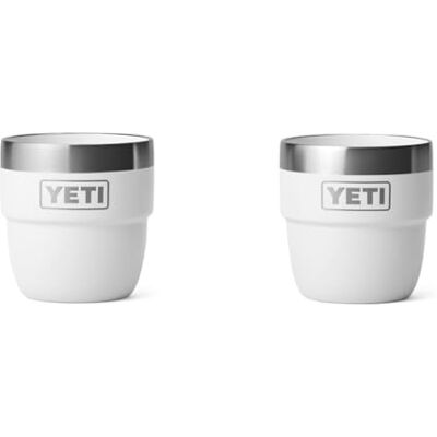 YETI Rambler Espresso Cup, vacuüm geïsoleerd roestvrij staal stapelbare beker, wit, 2 stuks 118 ml YETI Rambler Espresso Cup, vacuüm geïsoleerd roestvrij staal stapelbare beker, wit, 2 stuks 118 ml