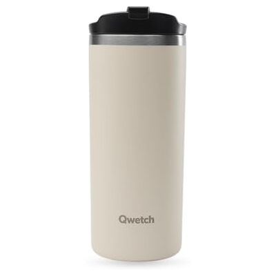 QWETCH Travel Thermosbeker – zand 470 ml – thermoskoffie en thee van roestvrij staal – 6 uur warm en 12 uur koud – waterdicht, reismok QWETCH Travel Thermosbeker – zand 470 ml – thermoskoffie en thee van roestvrij staal – 6 uur warm en 12 uur koud – waterdicht, reismok