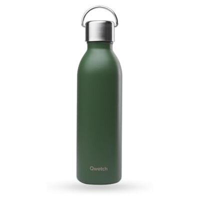 QWETCH Thermosfles Active Kaki 600 ml drinkfles met handvat van gerecycled roestvrij staal 24 uur koud en 12 uur warm waterdicht en compact QWETCH Thermosfles Active Kaki 600 ml drinkfles met handvat van gerecycled roestvrij staal 24 uur koud en 12 uur warm waterdicht en compact