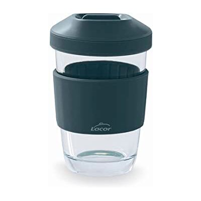 LACOR 63138 Borosilicaat glazen beker met deksel, antislip, herbruikbaar, vaatwasmachinebestendig, 280 ml LACOR 63138 Borosilicaat glazen beker met deksel, antislip, herbruikbaar, vaatwasmachinebestendig, 280 ml