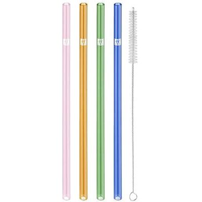 ZWILLING Sorrento 4 stuks drinkrietjes van borosilicaatglas, duurzaam en herbruikbaar, voor koude en warme dranken, lengte 23 cm, rechte vorm, meerkleurig, inclusief reinigingsborstel ZWILLING Sorrento 4 stuks drinkrietjes van borosilicaatglas, duurzaam en herbruikbaar, voor koude en warme dranken, lengte 23 cm, rechte vorm, meerkleurig, inclusief reinigingsborstel
