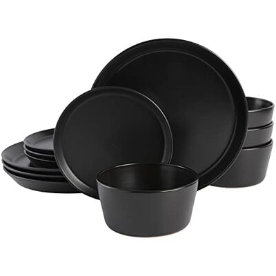 Gibson Sofia Tafelservies Coupe voor 4 personen (12-delig), zwart Gibson Sofia Tafelservies Coupe voor 4 personen (12-delig), zwart