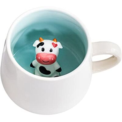 BIIGMING 3D keramische koffiemok met diermotief aan de binnenkant, 355 ml, handgemaakt, melkbeker, Kerstmis, verjaardag, Moederdag, cadeaus voor vrienden, familie of kinderen (koe) BIIGMING 3D keramische koffiemok met diermotief aan de binnenkant, 355 ml, handgemaakt, melkbeker, Kerstmis, verjaardag, Moederdag, cadeaus voor vrienden, familie of kinderen (koe)