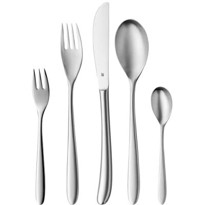 WMF Silk Bestekset van roestvrij staal voor 6 personen, 30-delig, eendelige messen, Cromargan roestvrij staal, mat, vaatwasmachinebestendig WMF Silk Bestekset van roestvrij staal voor 6 personen, 30-delig, eendelige messen, Cromargan roestvrij staal, mat, vaatwasmachinebestendig