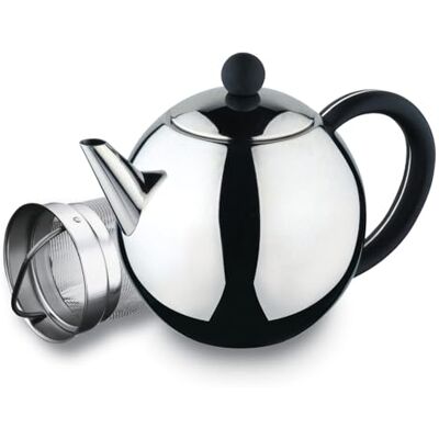 Café Olé Belmont Deluxe roestvrijstalen theepot, roestvrij staal, zwart bakeliet handvat, 1000 ml Café Olé Belmont Deluxe roestvrijstalen theepot, roestvrij staal, zwart bakeliet handvat, 1000 ml