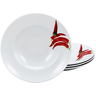 Creatable , 23434 serie Chilli set van 4 porseleinen pastaborden vaatwasser- en magnetronbestendig Made in Europe Creatable , 23434 serie Chilli set van 4 porseleinen pastaborden vaatwasser- en magnetronbestendig Made in Europe