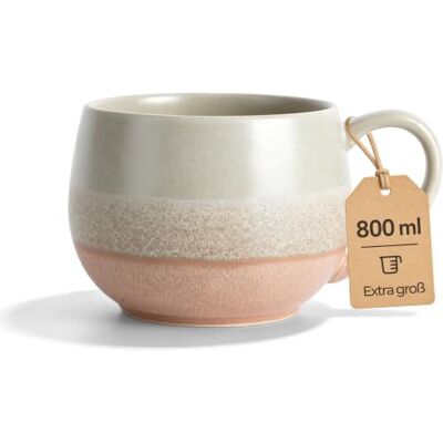Happy Lemuro XXL mok voor thee, koffie, soep, muesli, 800 ml, soepkom Grote mok van aardewerk, soepbeker met handvat, extra groot, theekop, koffiemok, theekop, kom, elegant, modern Happy Lemuro XXL mok voor thee, koffie, soep, muesli, 800 ml, soepkom Grote mok van aardewerk, soepbeker met handvat, extra groot, theekop, koffiemok, theekop, kom, elegant, modern