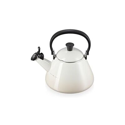 Le Creuset Kone waterkoker voor fornuis met fluit, geëmailleerd staal, 1,6 l, meringue, 40101027160000 Le Creuset Kone waterkoker voor fornuis met fluit, geëmailleerd staal, 1,6 l, meringue, 40101027160000
