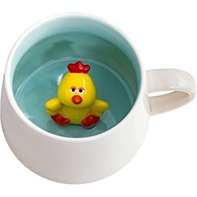 BIIGMING 3D keramische koffiemok met diermotief aan de binnenkant, 355 ml, handgemaakt, melkbeker, Kerstmis, verjaardag, Moederdag, cadeaus voor vrienden, familie of kinderen (kip) BIIGMING 3D keramische koffiemok met diermotief aan de binnenkant, 355 ml, handgemaakt, melkbeker, Kerstmis, verjaardag, Moederdag, cadeaus voor vrienden, familie of kinderen (kip)