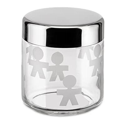 Alessi Akk36 Girotondo luchtdichte keukenbox van glas met glanzend stalen deksel, 75 cl, zilverkleurig Alessi Akk36 Girotondo luchtdichte keukenbox van glas met glanzend stalen deksel, 75 cl, zilverkleurig