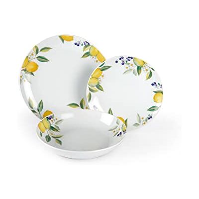 Excelsa Lemon 18-delig porseleinen tafelservies bianco/limoni Excelsa Lemon 18-delig porseleinen tafelservies bianco/limoni
