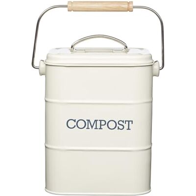 KitchenCraft Kitchen Craft Living Nostalgia 3 liter roestvrijstalen compostemmer, antiek crème wit, 16.5 x 12 x 24 cm KitchenCraft Kitchen Craft Living Nostalgia 3 liter roestvrijstalen compostemmer, antiek crème wit, 16.5 x 12 x 24 cm
