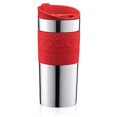 Bodum Reisbeker van roestvrij staal, rood, 1 stuk Bodum Reisbeker van roestvrij staal, rood, 1 stuk