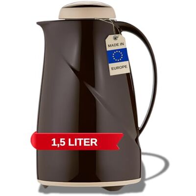 Helios Wave Cappuccino thermosfles, 1,5 liter, 6 uur warm, houdt dranken warm en koud, vaatwasmachinebestendig, lichte en robuuste kunststof ommanteling, ideaal voor koffie en thee Helios Wave Cappuccino thermosfles, 1,5 liter, 6 uur warm, houdt dranken warm en koud, vaatwasmachinebestendig, lichte en robuuste kunststof ommanteling, ideaal voor koffie en thee