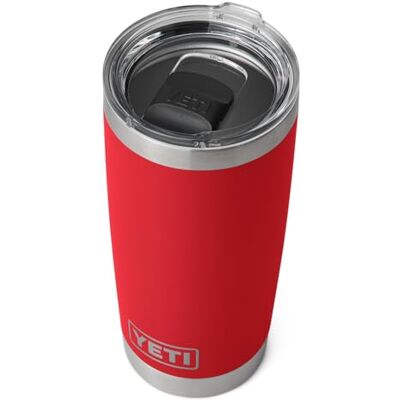 YETI Rambler Tumbler, vacuüm geïsoleerde roestvrijstalen beker met Magslider deksel, Rescue Red, 20 oz (591 ml) YETI Rambler Tumbler, vacuüm geïsoleerde roestvrijstalen beker met Magslider deksel, Rescue Red, 20 oz (591 ml)