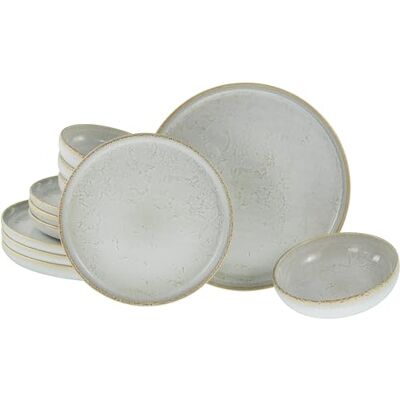 Creatable , 23715, Serie Uno Vintage Offwhite, 12-delige serviesset voor 4 personen, tellerset van steen, vaatwasmachinebestendig en magnetronbestendig, gemaakt in Portugal Creatable , 23715, Serie Uno Vintage Offwhite, 12-delige serviesset voor 4 personen, tellerset van steen, vaatwasmachinebestendig en magnetronbestendig, gemaakt in Portugal