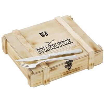 ZWILLING Specials steakbestekset, 12-delig, voor 6 personen, 6 x steakmessen en 6 x steakvorkjes, roestvrij staal, inclusief: Opbergdoos van hout, 23 x 27 x 7 cm ZWILLING Specials steakbestekset, 12-delig, voor 6 personen, 6 x steakmessen en 6 x steakvorkjes, roestvrij staal, inclusief: Opbergdoos van hout, 23 x 27 x 7 cm