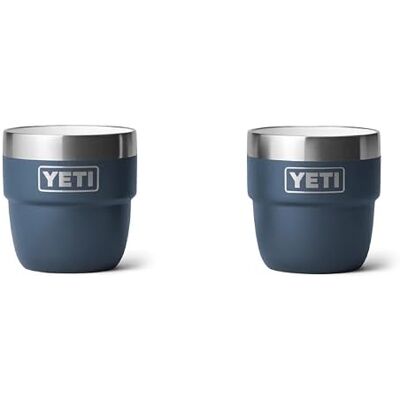 YETI Rambler Espresso Cup, vacuüm geïsoleerd roestvrij staal stapelbare beker, marineblauw, 2 stuks 118 ml YETI Rambler Espresso Cup, vacuüm geïsoleerd roestvrij staal stapelbare beker, marineblauw, 2 stuks 118 ml