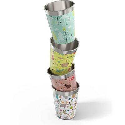 Sigg Roestvrijstalen bekerset voor kinderen (4 x 0,35 l), drinkbekers voor kinderen, in 4 kleurrijke ontwerpen voor jongens en meisjes, praktische kinderbekers voor thuis en onderweg Sigg Roestvrijstalen bekerset voor kinderen (4 x 0,35 l), drinkbekers voor kinderen, in 4 kleurrijke ontwerpen voor jongens en meisjes, praktische kinderbekers voor thuis en onderweg