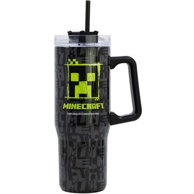 Stor Minecraft Waterfles van roestvrij staal, 665 ml, waterdichte sluiting met handvat, duurzaam, herbruikbaar, voor school, sport, reizen Stor Minecraft Waterfles van roestvrij staal, 665 ml, waterdichte sluiting met handvat, duurzaam, herbruikbaar, voor school, sport, reizen