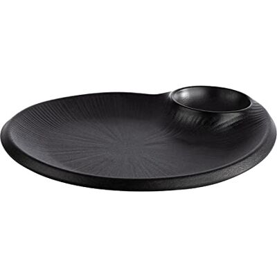 APS Nero 85074 melamine bord met geïntegreerde sausschalen, serveerborden voor vele gerechten, 24 x 20 x 2,5 cm APS Nero 85074 melamine bord met geïntegreerde sausschalen, serveerborden voor vele gerechten, 24 x 20 x 2,5 cm