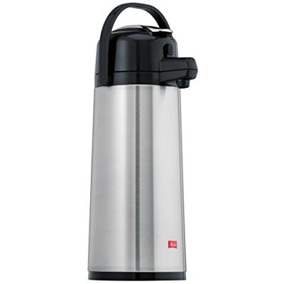 Melitta Thermosfles met pomp, 2,2 liter, ca. 18 kopjes, roestvrijstalen zuiger, roestvrij staal, zilver/zwart Melitta Thermosfles met pomp, 2,2 liter, ca. 18 kopjes, roestvrijstalen zuiger, roestvrij staal, zilver/zwart