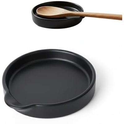KOOK TIME Curve keramische lepelsteun grote houder voor keukengerei en pollepels. Klein multifunctioneel bord voor aperitief of zaklepel. Ø 15,5 cm. mat zwart KOOK TIME Curve keramische lepelsteun grote houder voor keukengerei en pollepels. Klein multifunctioneel bord voor aperitief of zaklepel. Ø 15,5 cm. mat zwart
