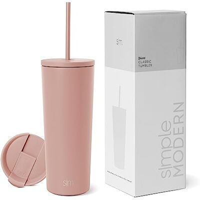 Simple Modern Geïsoleerde drinkfles met deksel en rietje Herbruikbare roestvrij stalen koffiemok Lentecadeau voor hem en haar Klassieke Collectie 710 ml Mauve Simple Modern Geïsoleerde drinkfles met deksel en rietje Herbruikbare roestvrij stalen koffiemok Lentecadeau voor hem en haar Klassieke Collectie 710 ml Mauve
