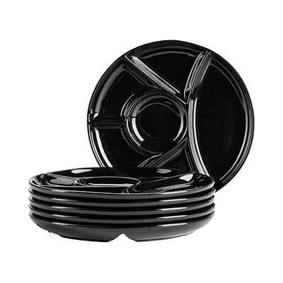 MÄSER Fondueborden voor 6 personen, fondueborden, feest, barbecue, met praktische vakken, veelzijdig, tijdloos, porselein, zwart, 21,5 cm MÄSER Fondueborden voor 6 personen, fondueborden, feest, barbecue, met praktische vakken, veelzijdig, tijdloos, porselein, zwart, 21,5 cm
