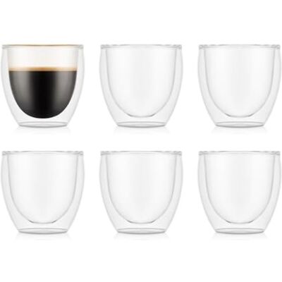 Bodum 4557-10-12 Pavina Set met 6 dubbelwandige glazen 0,08 l, transparant, 6 stuks Bodum 4557-10-12 Pavina Set met 6 dubbelwandige glazen 0,08 l, transparant, 6 stuks