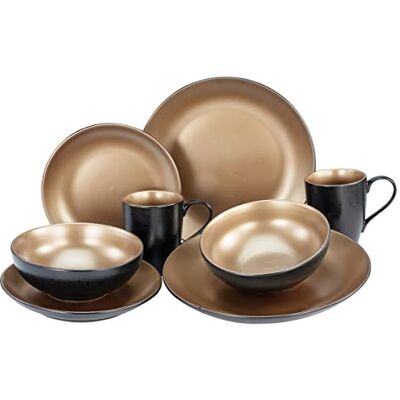 Creatable GLAMOUR 23599 Tafelservies, 8-delig, zwart/koper Creatable GLAMOUR 23599 Tafelservies, 8-delig, zwart/koper