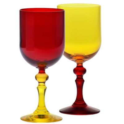 Krosno Kleurrijke glazen voor rode en witte wijn, mocktails en water 2 x 300 ml Bubble collectie rood en geel loodvrij kristal handbeschilderd Krosno Kleurrijke glazen voor rode en witte wijn, mocktails en water 2 x 300 ml Bubble collectie rood en geel loodvrij kristal handbeschilderd