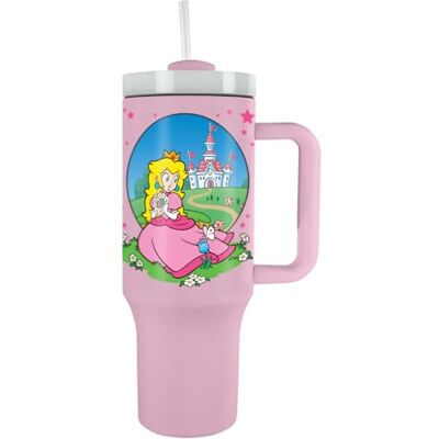Pyramid Tumbler Mario Princess Peach Thermosbeker met rietje en handvat 1,2 l warme en koude thermoskan Pyramid Tumbler Mario Princess Peach Thermosbeker met rietje en handvat 1,2 l warme en koude thermoskan