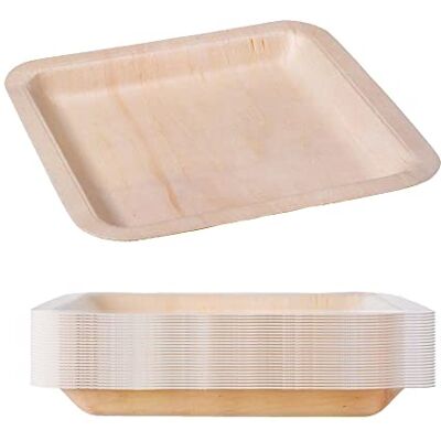 GRÄWE houten borden wegwerp 25 stuks vierkant 21 x 21 cm GRÄWE houten borden wegwerp 25 stuks vierkant 21 x 21 cm