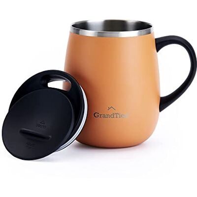 GRANDTIES Thermo koffiebeker met handvat – deksel voor spatbescherming 480 ml weinglasform Coffee To Go koffiebeker To Go dubbele wand-roestvrij staal houdt drankjes warm of koud karot GRANDTIES Thermo koffiebeker met handvat – deksel voor spatbescherming 480 ml weinglasform Coffee To Go koffiebeker To Go dubbele wand-roestvrij staal houdt drankjes warm of koud karot